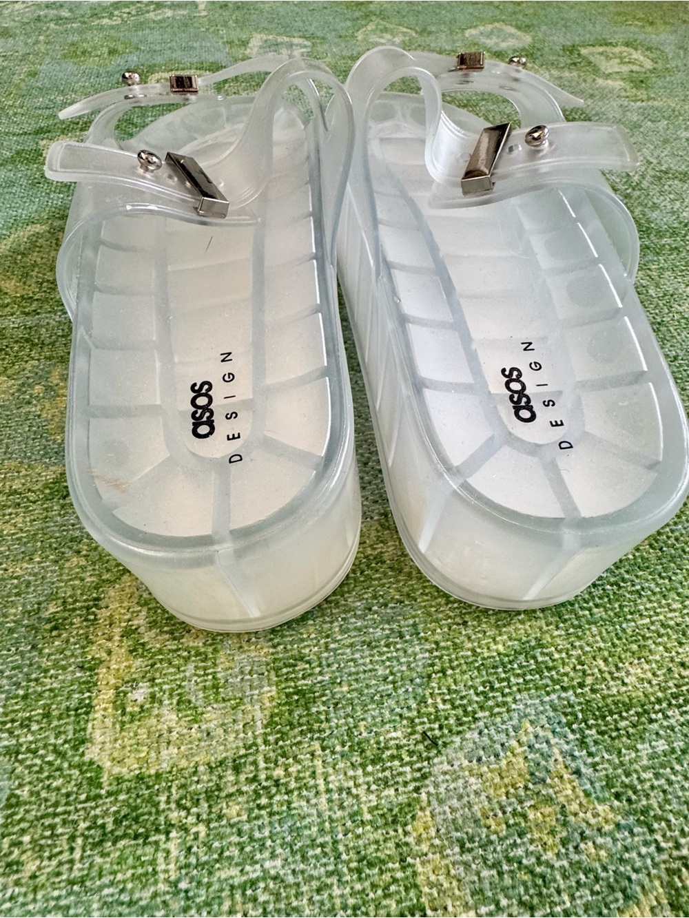 ASOS Clear Jelly Slides with Silver Buckle Details - Picture 4 of 5
